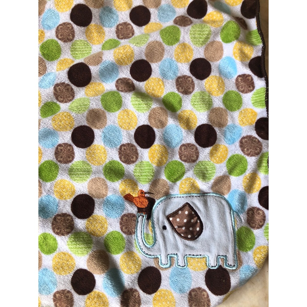 Just‎ One Year Baby Blanket blue green Polka Dots Elephant Bird Blue Sherpa